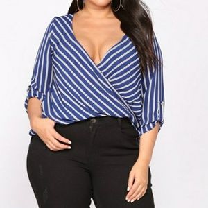 Fashion Nova Navy/White Top